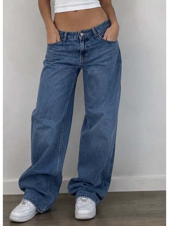 Hollister Denim - Hollister Low Rise Baggy Jeans Womens Sz 10R  Blue Wide Leg Y2K Skater 34x30